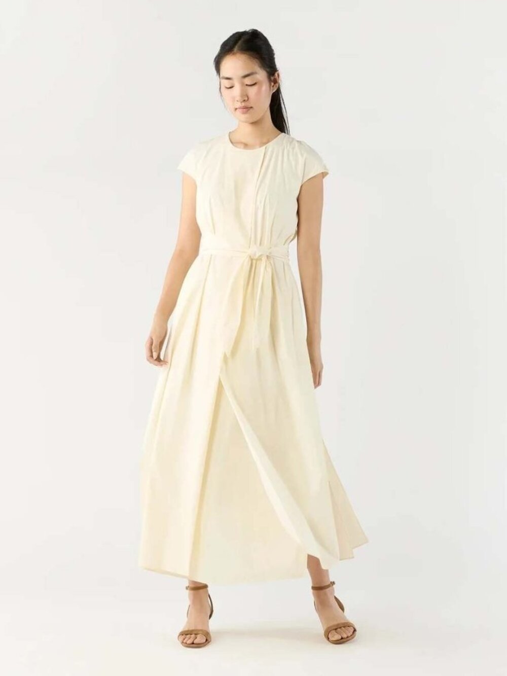 Ann Mashburn Sz S Scarlett Dress Ivory Poplin EUC